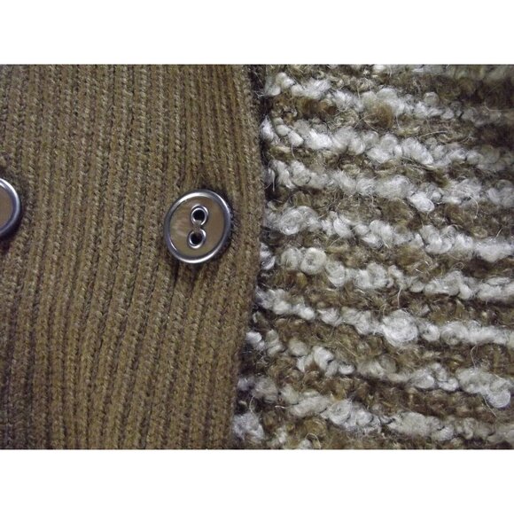 Lilly McKay Cardigan Sweater Size Medium Brown Striped removable faux fur collar - Picture 7 of 11